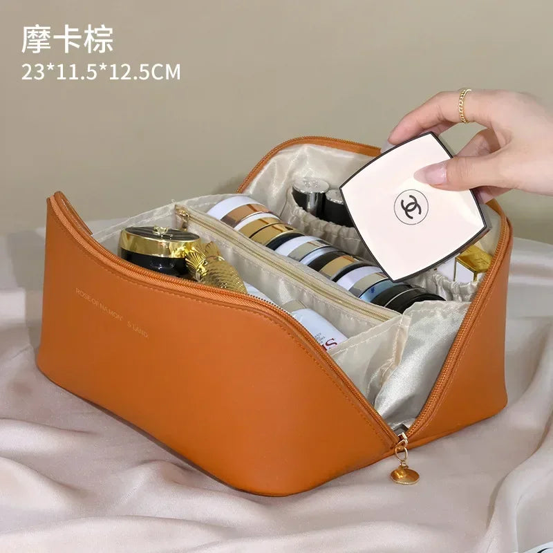 Large Travel Cosmetic Bag for Women Leather Makeup Organizer Female  Luxury Lady Box