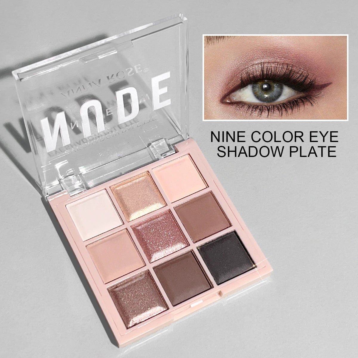 9-Color Eyeshadow Palette with Fine Glitter, Shimmer, Matte, Milk Tea Shades; Mini, Daily Use, Student-Friendly Makeup