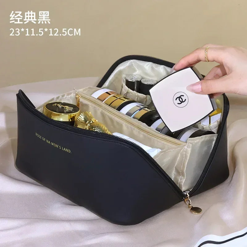 Large Travel Cosmetic Bag for Women Leather Makeup Organizer Female  Luxury Lady Box