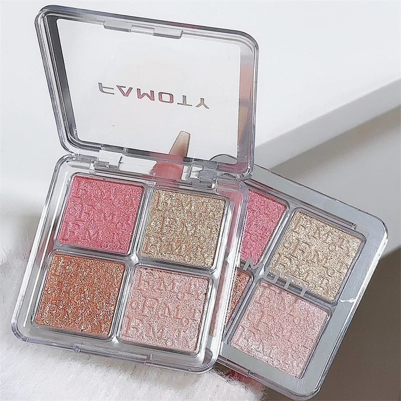 4 Colors Diamond Highlighter Powder Palette Glitter Face Contour Brighten Makeup Shimmer Ultra-concentrated Illuminate Cosmetic