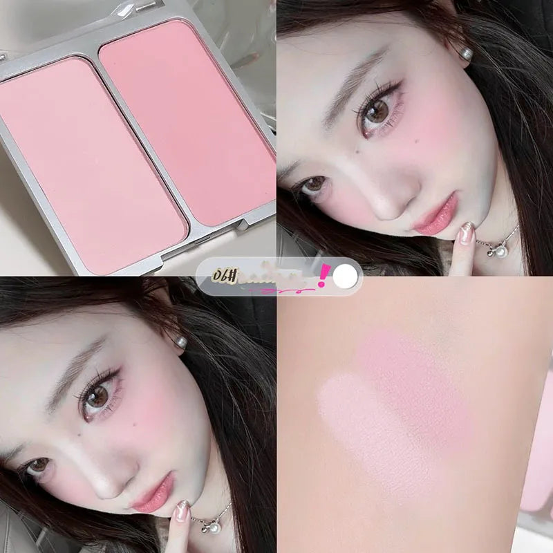 Two-tone Blush Powder Palette Natural Matte Brighten Skin Blusher Milk Peach Pink Purple Apricot Rubor Rouge Korean Dupes Makeup