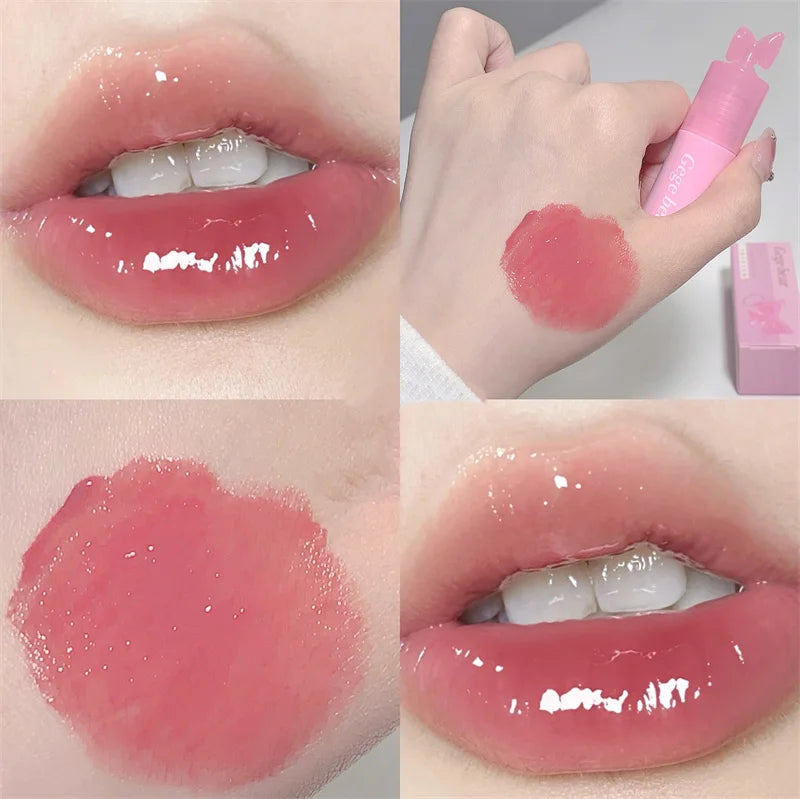 Waterproof Mirror Bow Tie Lip Gloss 6 Colors Sparkling Glitter Liquid Lipstick Shimmer Pearl Lip Gloss Jelly Lip Korean Make Up