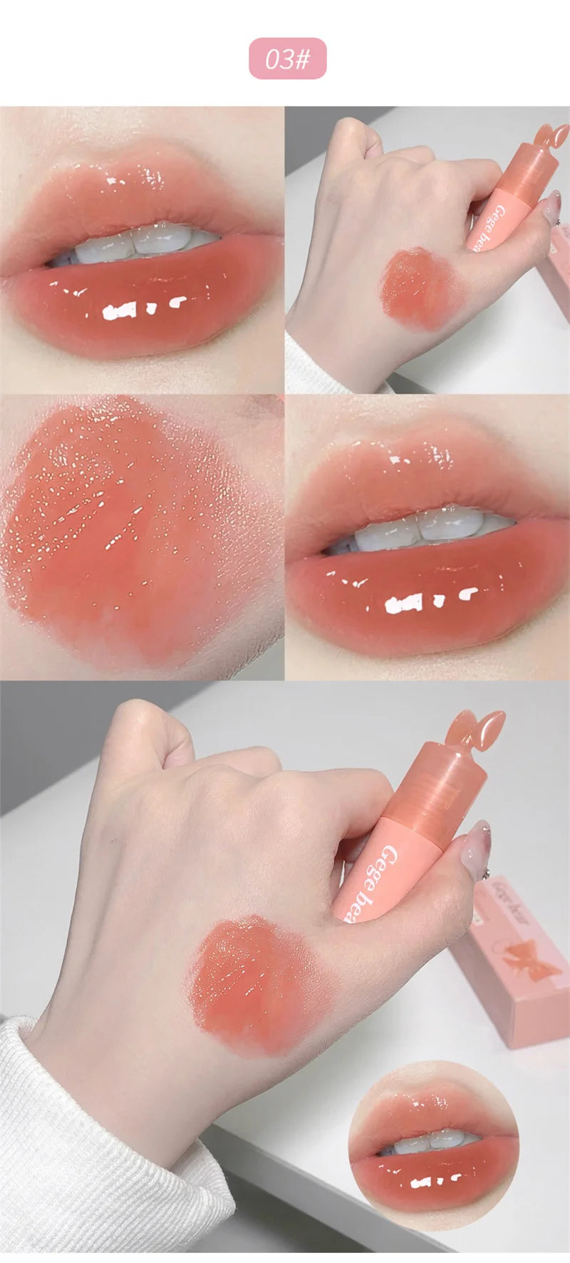 Waterproof Mirror Bow Tie Lip Gloss 6 Colors Sparkling Glitter Liquid Lipstick Shimmer Pearl Lip Gloss Jelly Lip Korean Make Up