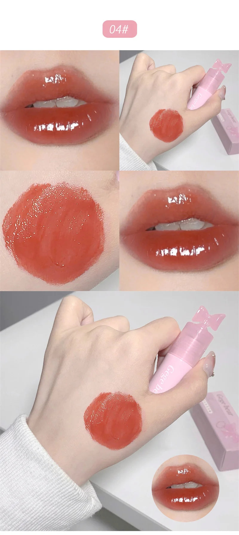 Waterproof Mirror Bow Tie Lip Gloss 6 Colors Sparkling Glitter Liquid Lipstick Shimmer Pearl Lip Gloss Jelly Lip Korean Make Up