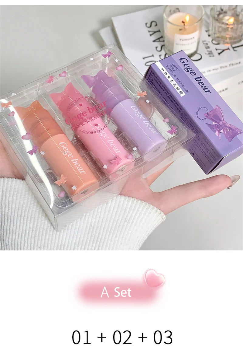 Waterproof Mirror Bow Tie Lip Gloss 6 Colors Sparkling Glitter Liquid Lipstick Shimmer Pearl Lip Gloss Jelly Lip Korean Make Up