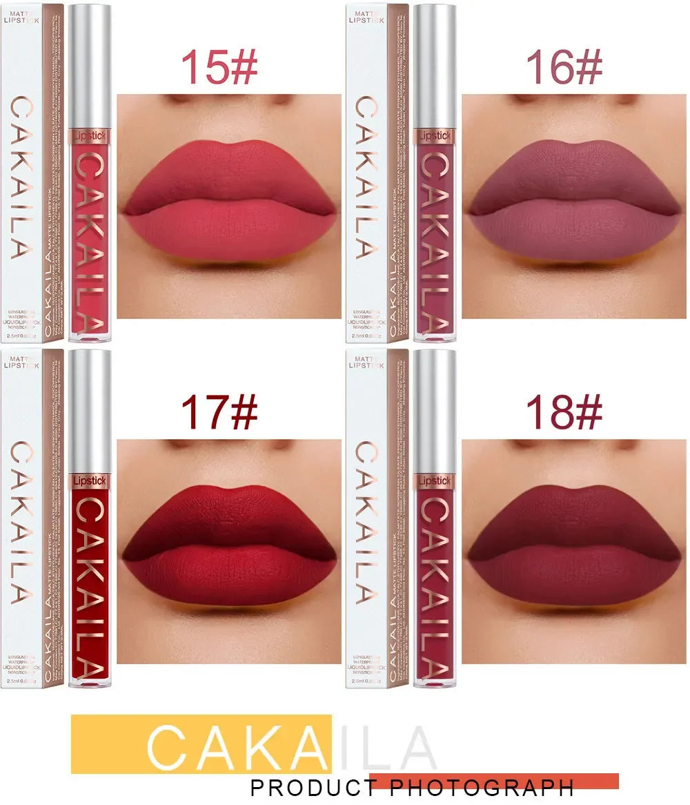 Liquid Lipstick Lip Makeup Women Beauty Red Nonstick Cup Waterproof Lip Gloss Sexy Long Lasting Velvet Matte Lip Gloss