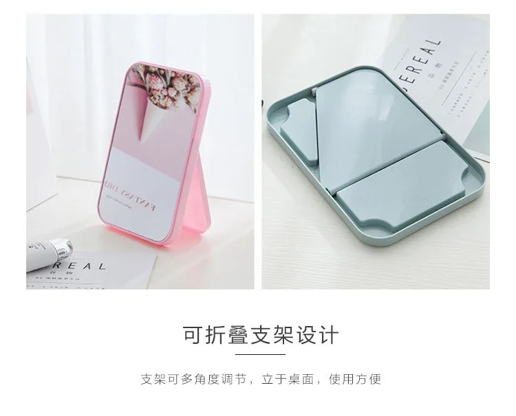 Small Folding Makeup Mirror Portable Makeup Mirror Student Dormitory Desktop Desktop Small Mirror Wholesale Square Mirrors