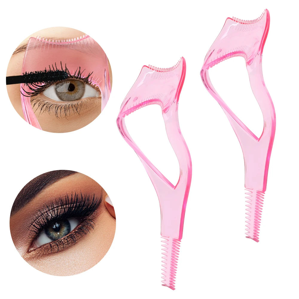 3In1 Eyelash Aid Easy To Use Eye Liner Stencil Pink Plastic Eye Lash Card Mascara Guard Lightweight Cosmetic Tools Free Shipping