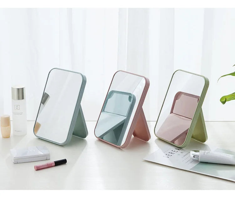 Small Folding Makeup Mirror Portable Makeup Mirror Student Dormitory Desktop Desktop Small Mirror Wholesale Square Mirrors