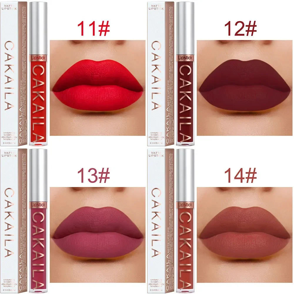 Liquid Lipstick Lip Makeup Women Beauty Red Nonstick Cup Waterproof Lip Gloss Sexy Long Lasting Velvet Matte Lip Gloss